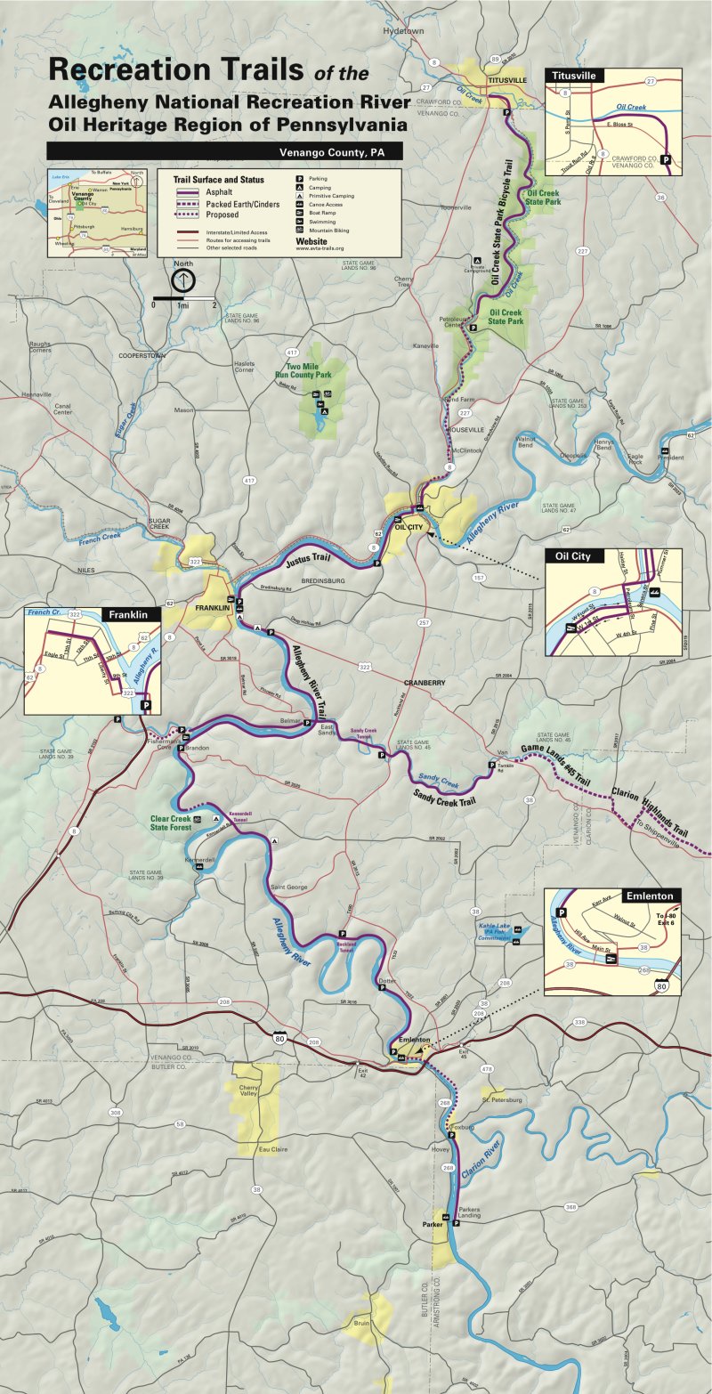 Samuel Justus Trail & Allegheny River Trail — Oil City, PA to Brandon, PA